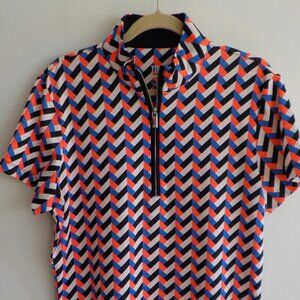 Tail White Label Golf Shirt - Short Sleeve 1/4 Zip - Geometric Multi - XS (603)